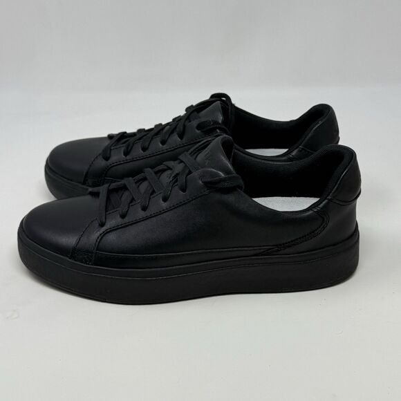 Kizik Vegas Sneakers Womens 7 Triple Black Leather Handsfree Lace Up Shoes - Picture 2 of 16